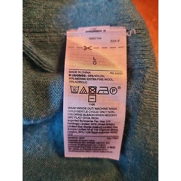 Gap Maternity Merino Wool V-Neck Tunic Knit Sweater, Large, Teal Green Blue - Picture 6 of 6